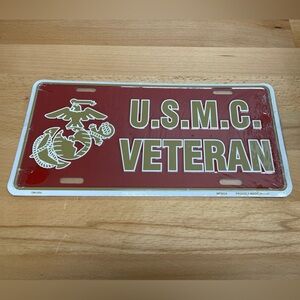U.S. Marine Corps Veteran License Plate.
Metal Tag. Durable Finish. Made in USA.